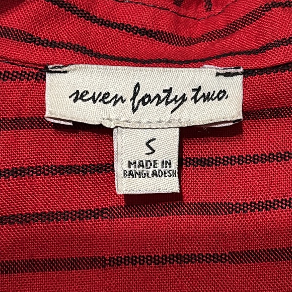 Never Forty Two - Red and Black Striped Collared Button Down - Picture 3 of 12